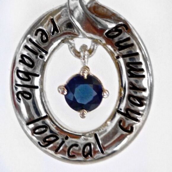 STERLING SILVER BLUE SAPPHIRE PENDANT NECKLACE NWT - Picture 1 of 5